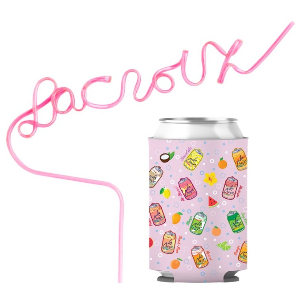 New! LaCroix Silly Straw & Koozie of Sparkling Water Flavors